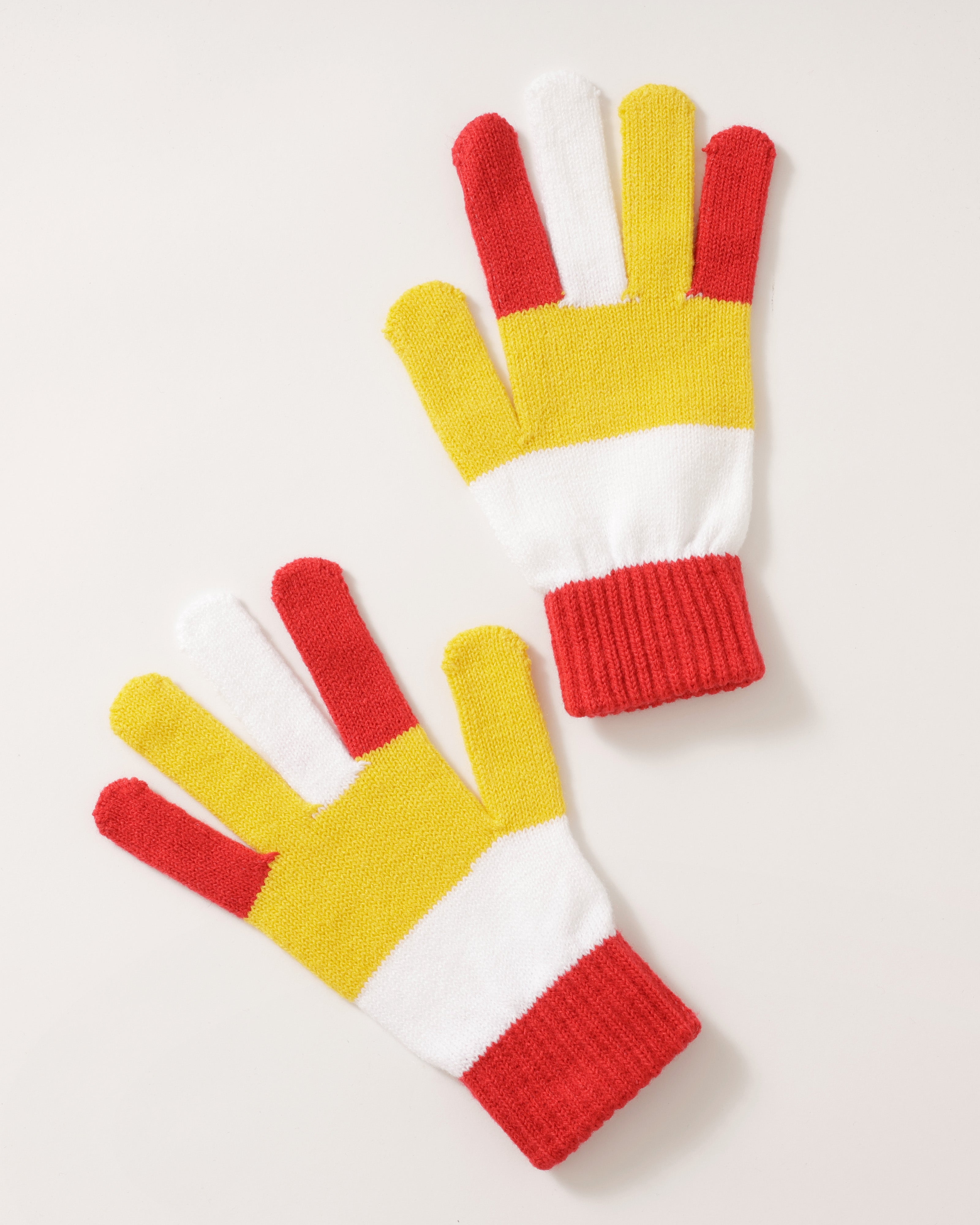 Handschoenen Rood Wit Geel – Gebreide carnaval handschoenen