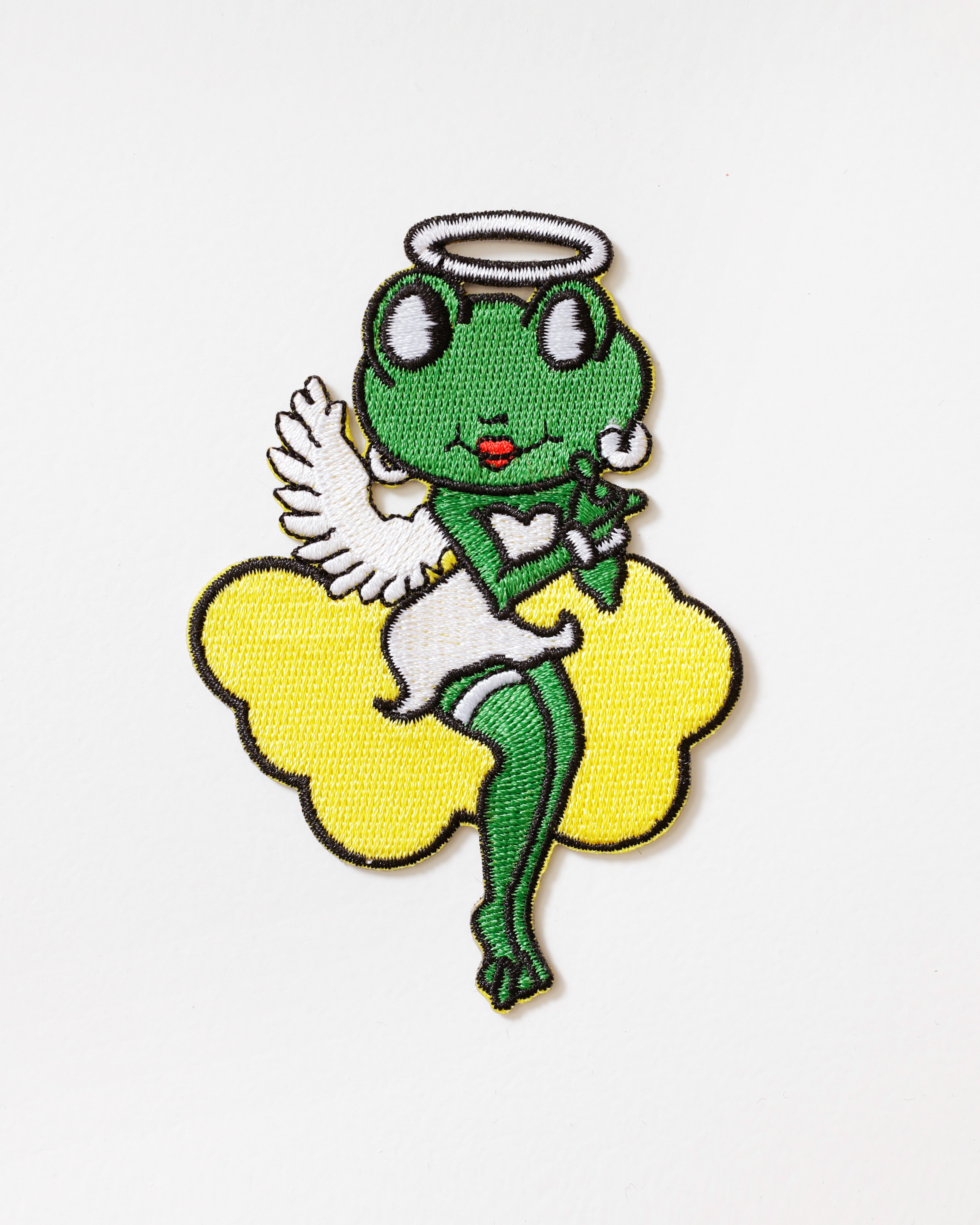 Embleem Engel Kikker Op Gele Wolk