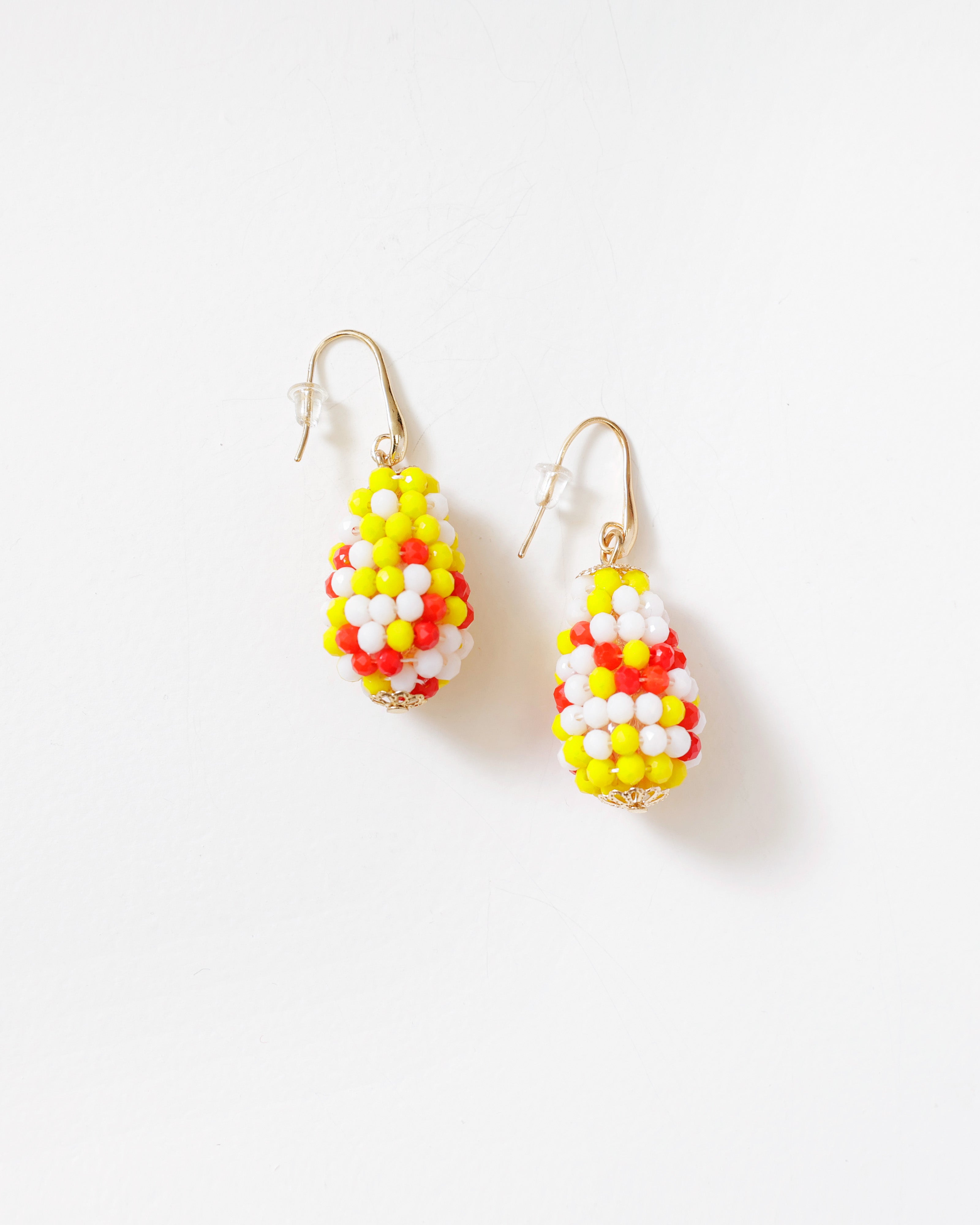 Oorbellen Druppelvorm in Rood Wit Geel