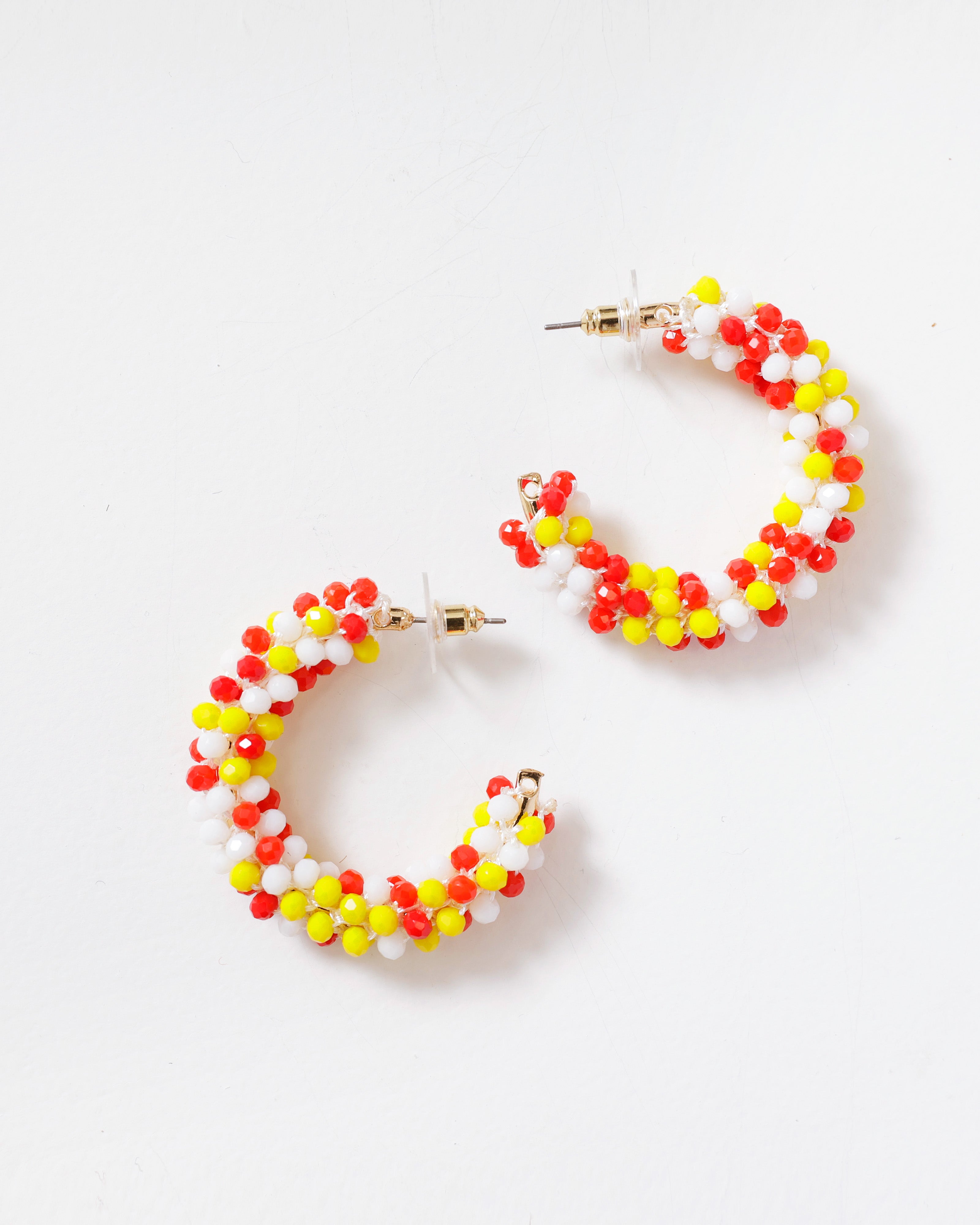 Oorbellen Rood Wit Geel – Kralen Ring