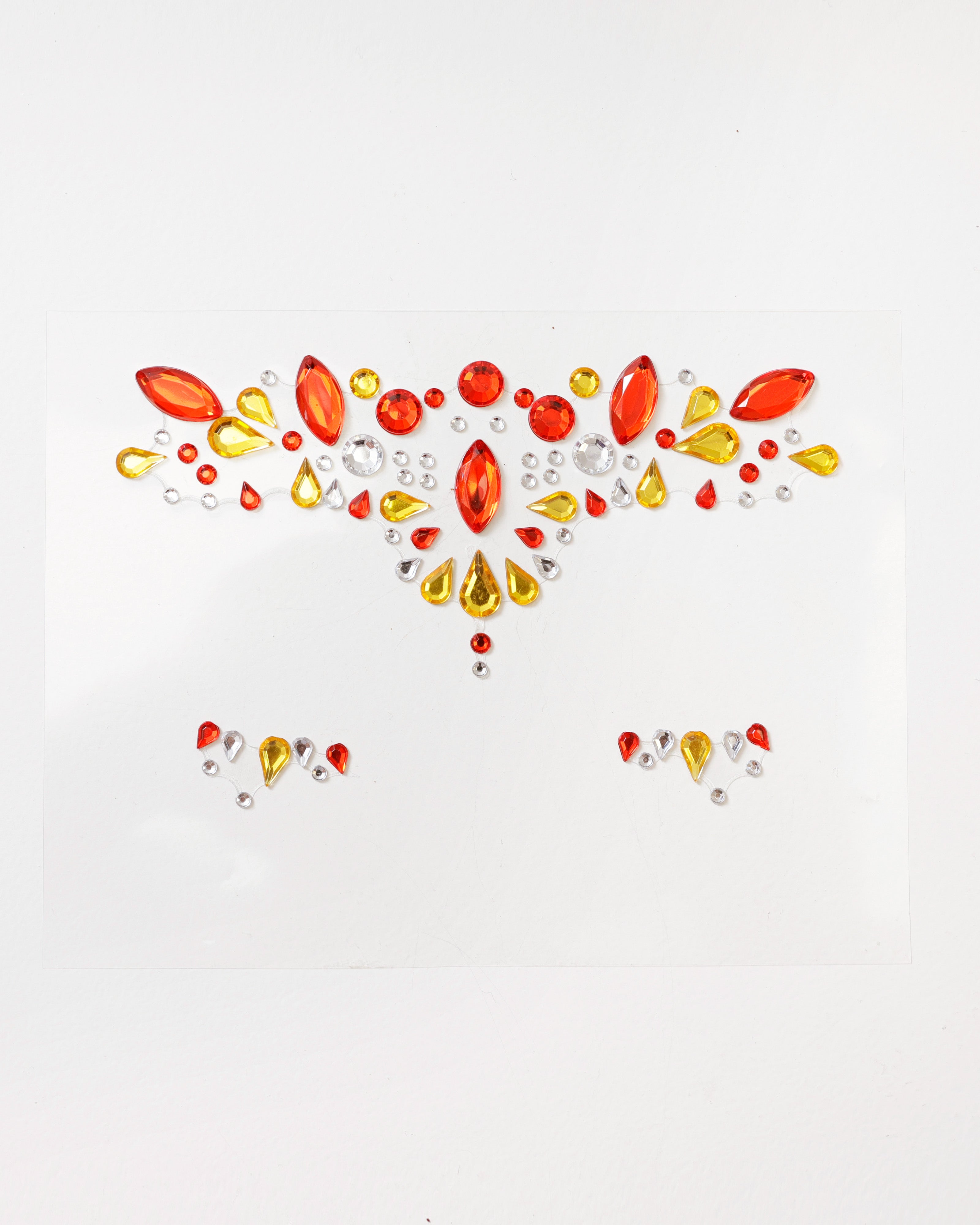 Gezicht Stickers van Diamanten in Rood Wit Geel