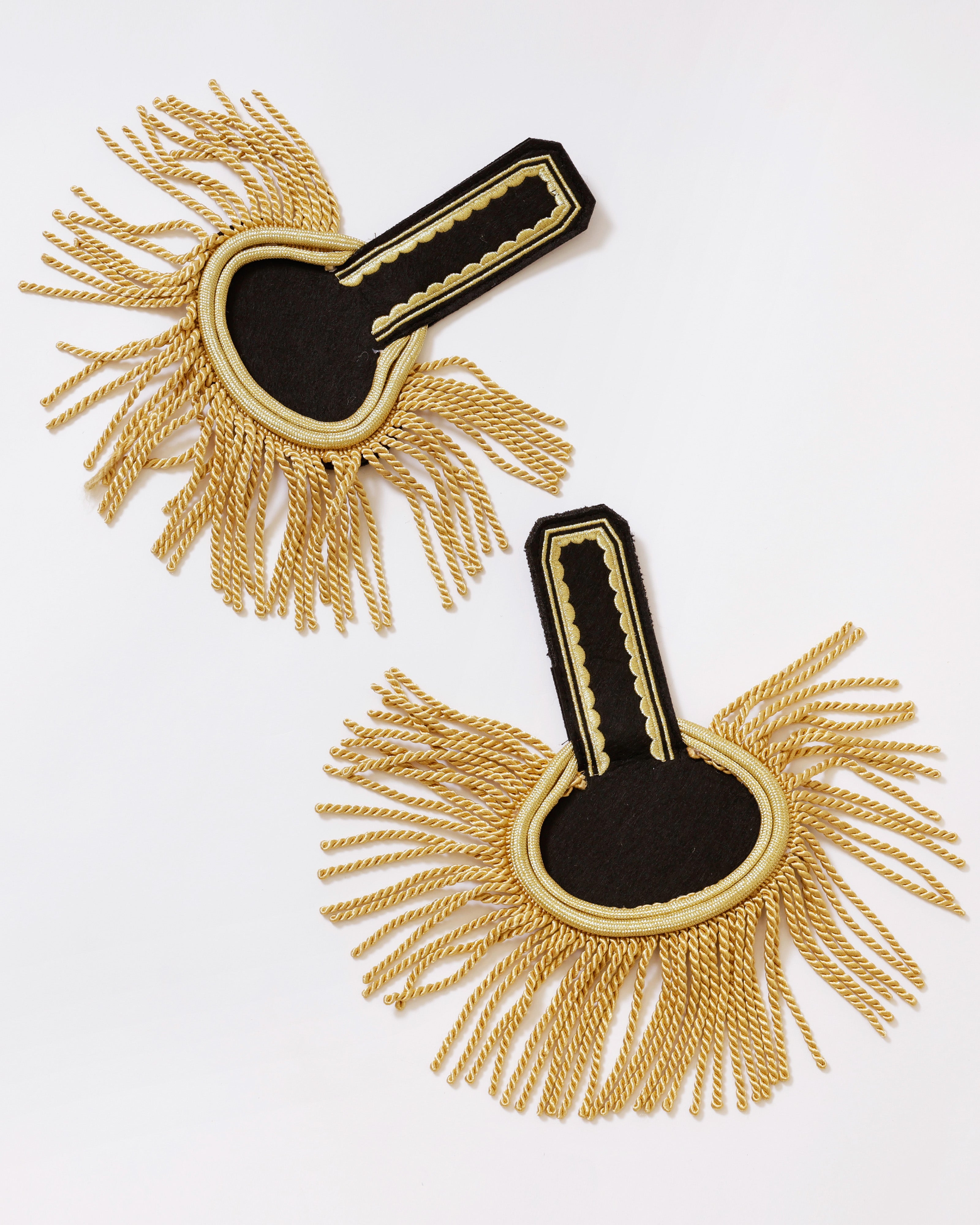 Zwarte Epauletten met Gouden Koord & Franjes – Set van 2