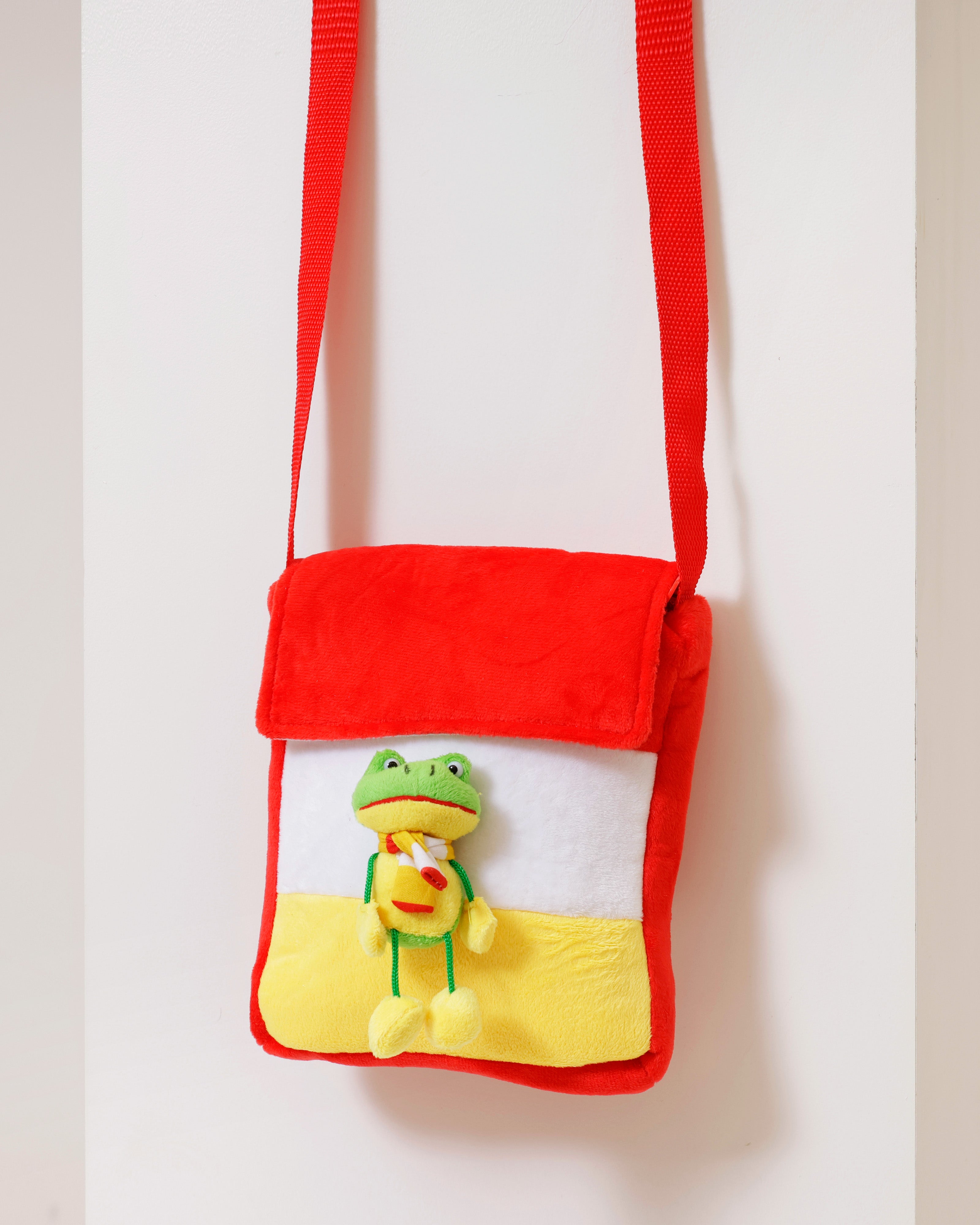 Oeteltas Rood Wit Geel met Kikker – Schoudertas voor Carnaval