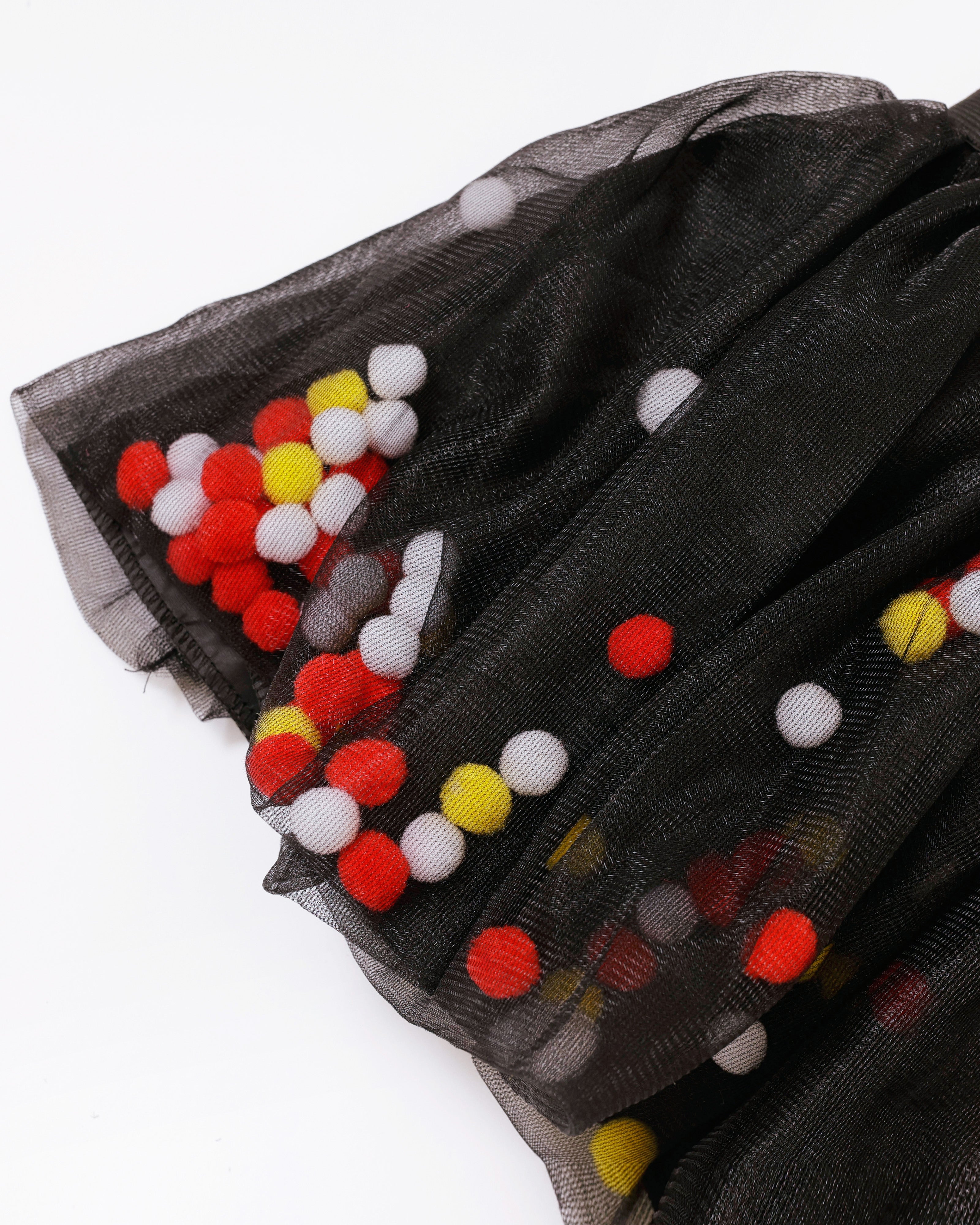 Kinder tule rokje met rood wit gele pompoms