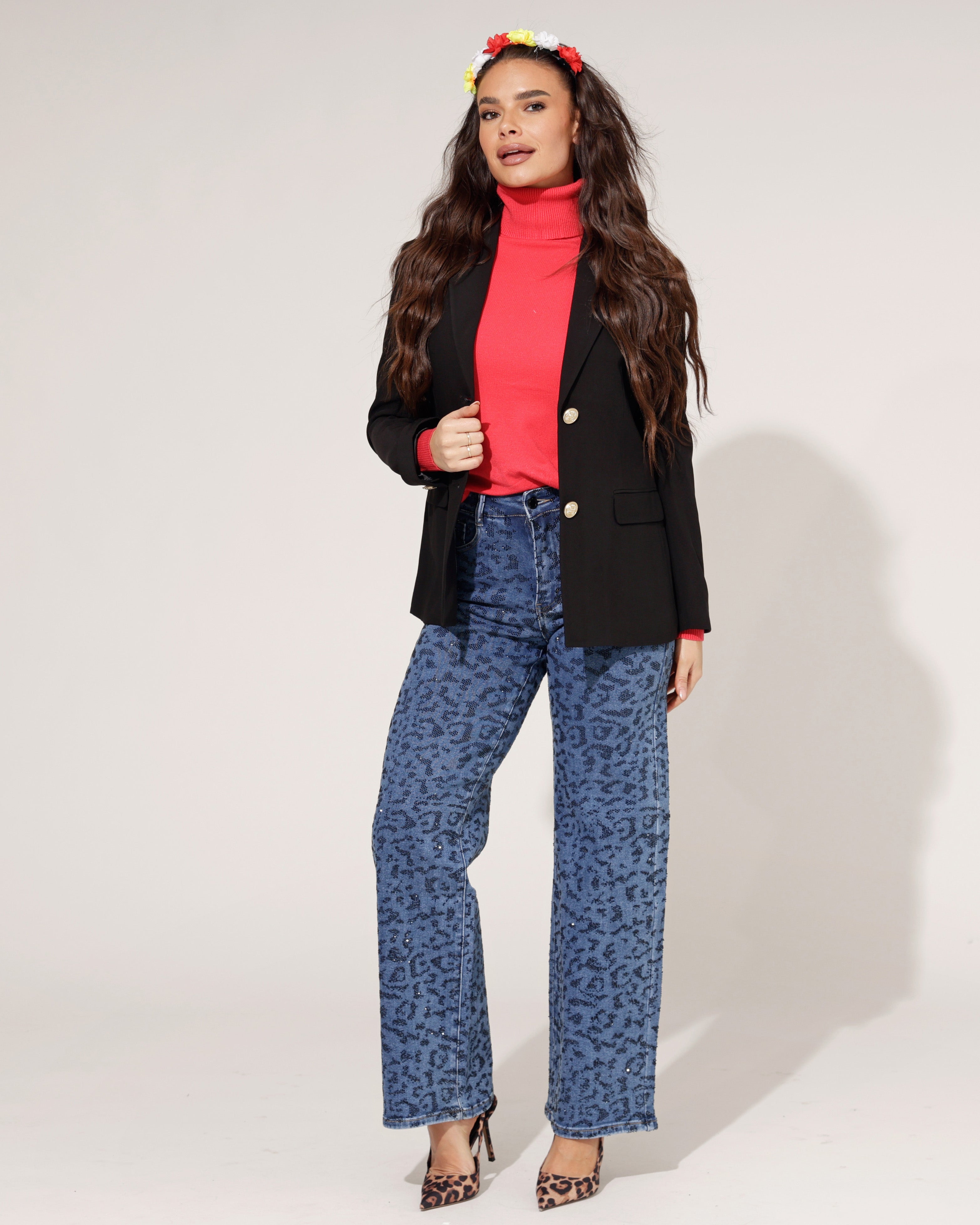 Zwarte Damesjas met Gouden Knopen - Hoogwaardige kwaliteit