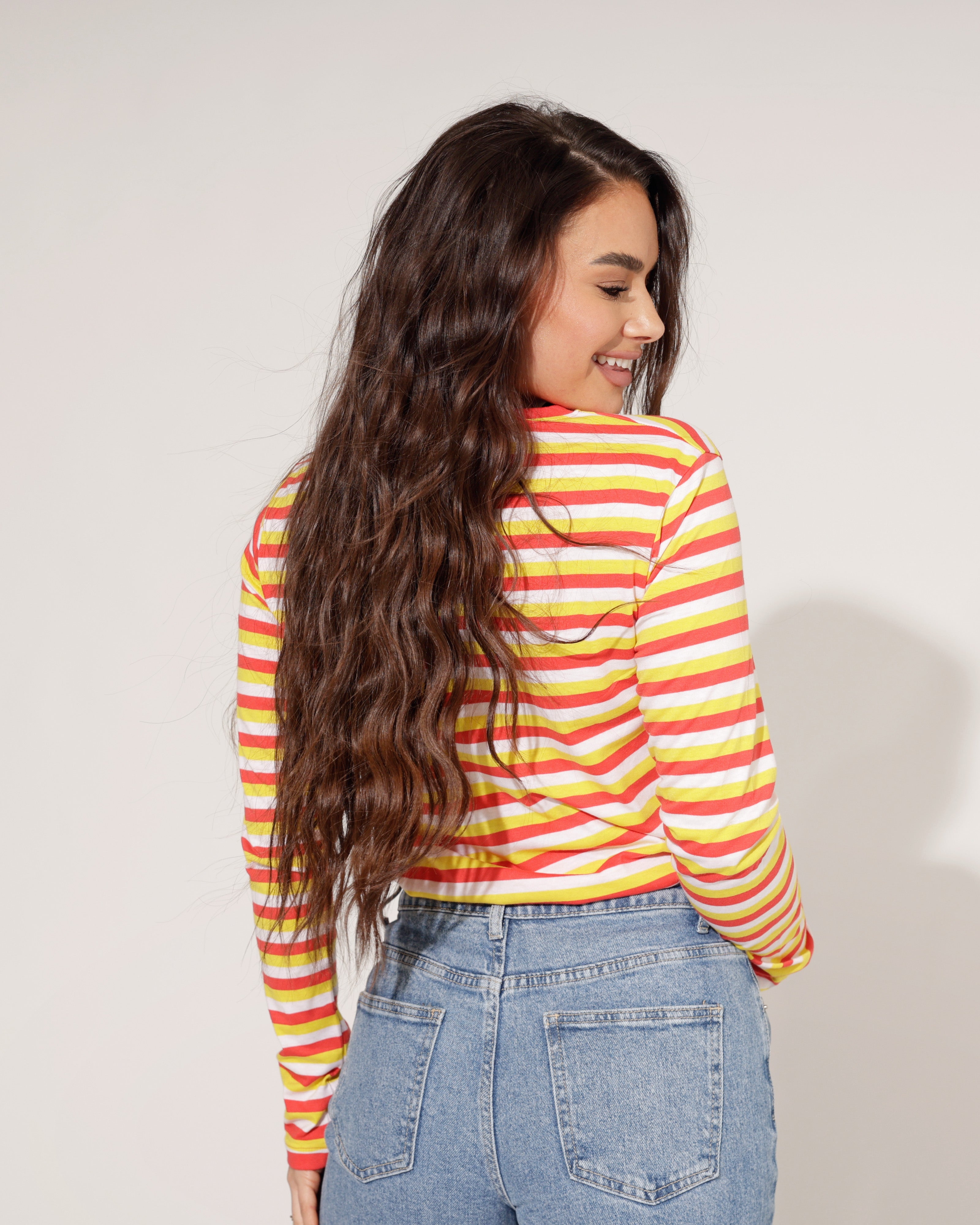 Dorus T-shirt in Rood Wit Geel - Dames