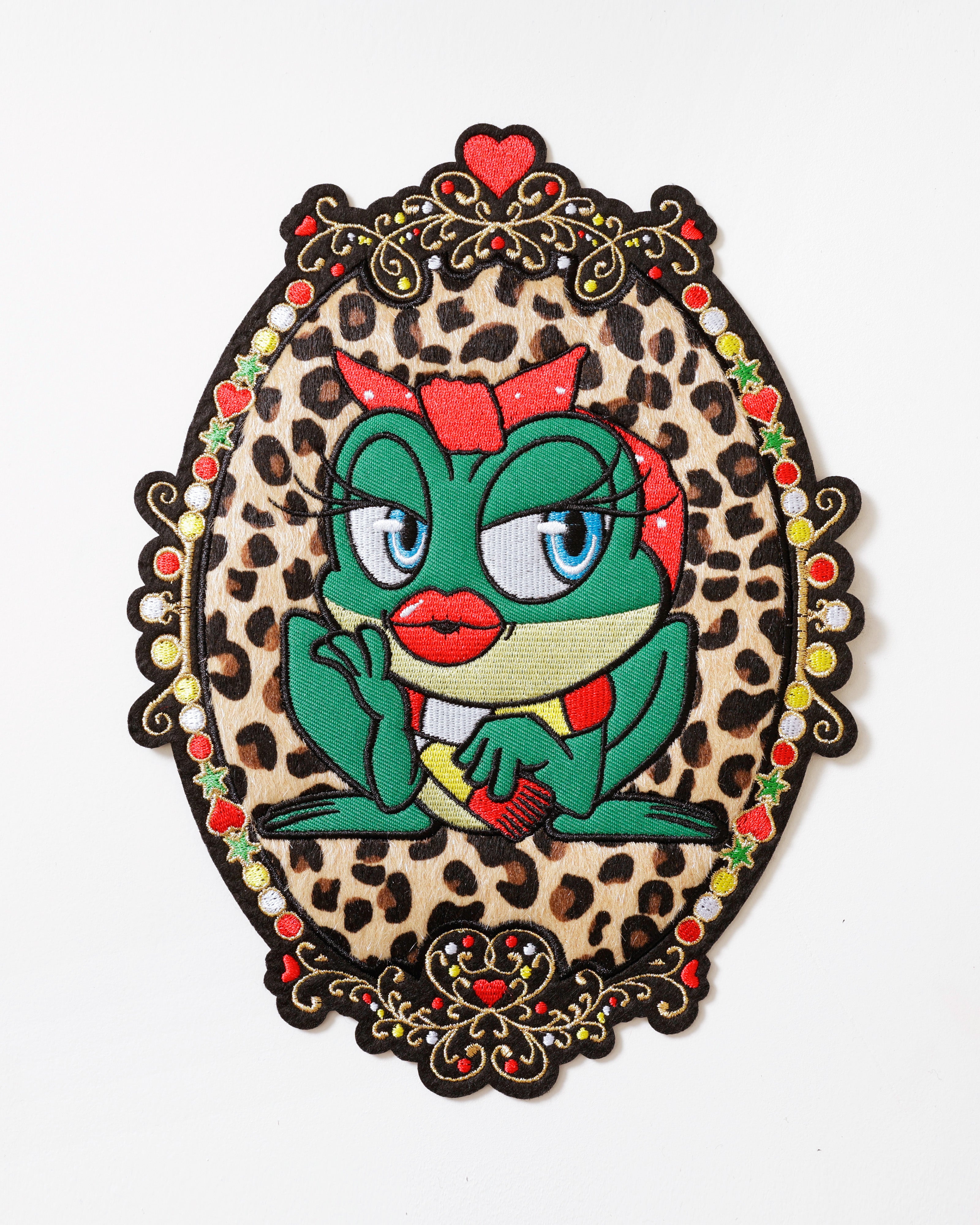 Rugembleem Oeteldonk kikker panterprint – ovaal frame