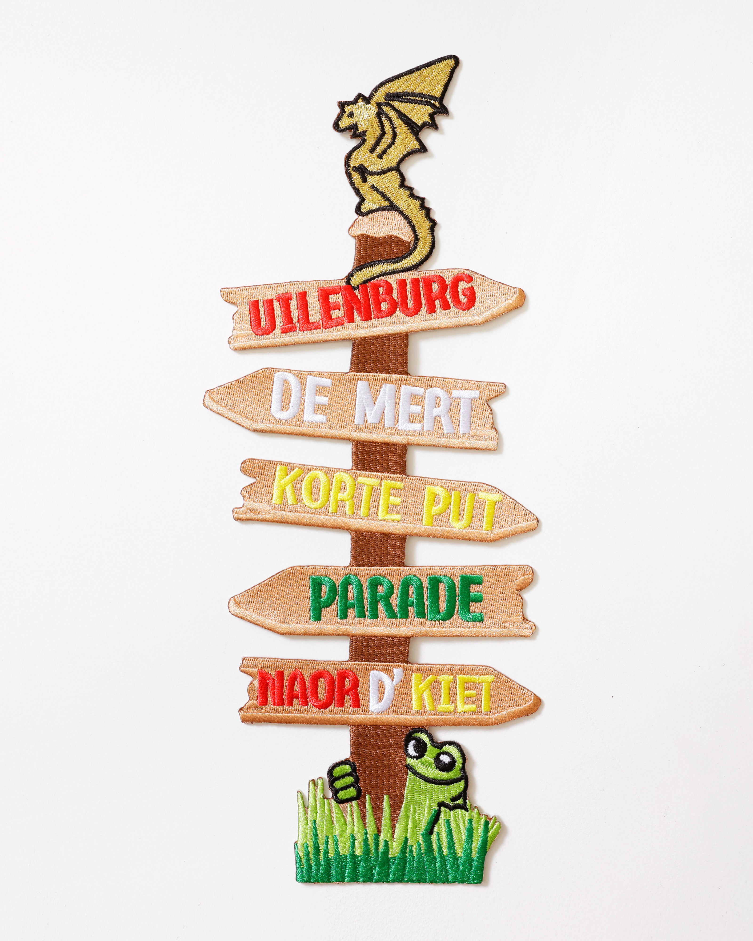 Rugembleem Wegwijzer Oeteldonk – Uilenburg, De Mert, Korte Put, Parade, Noar d’ Kiet