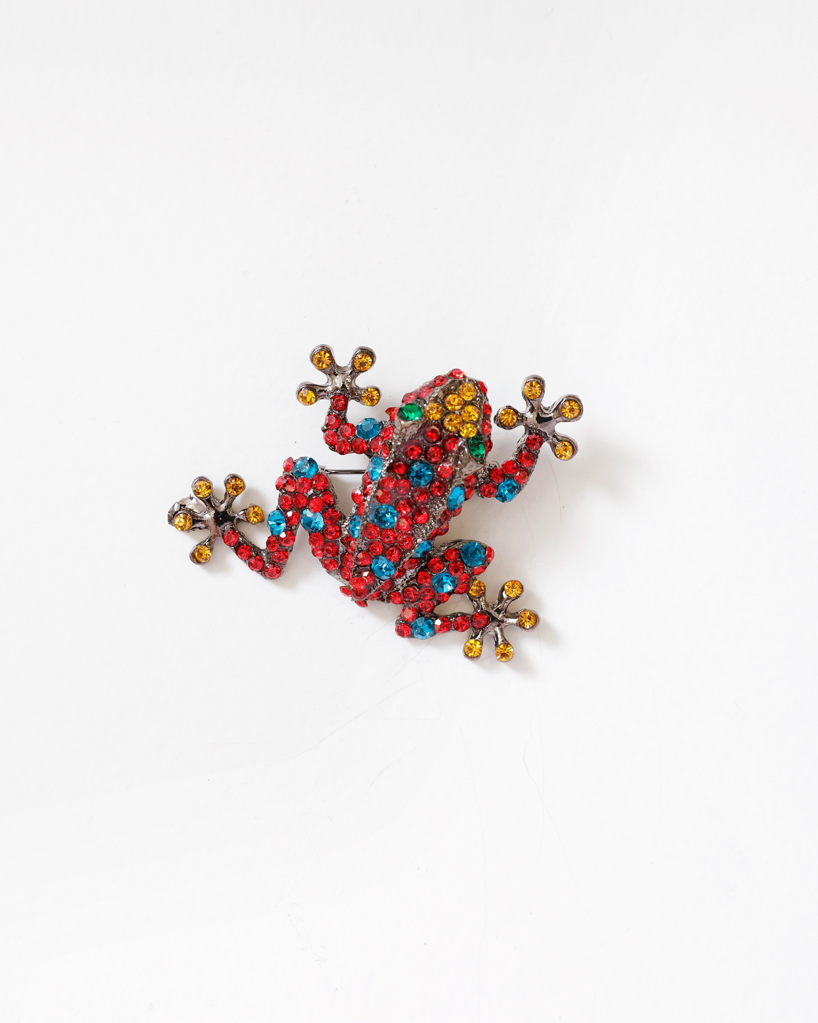 Oeteldonk kikker broche met strass – rood geel blauw