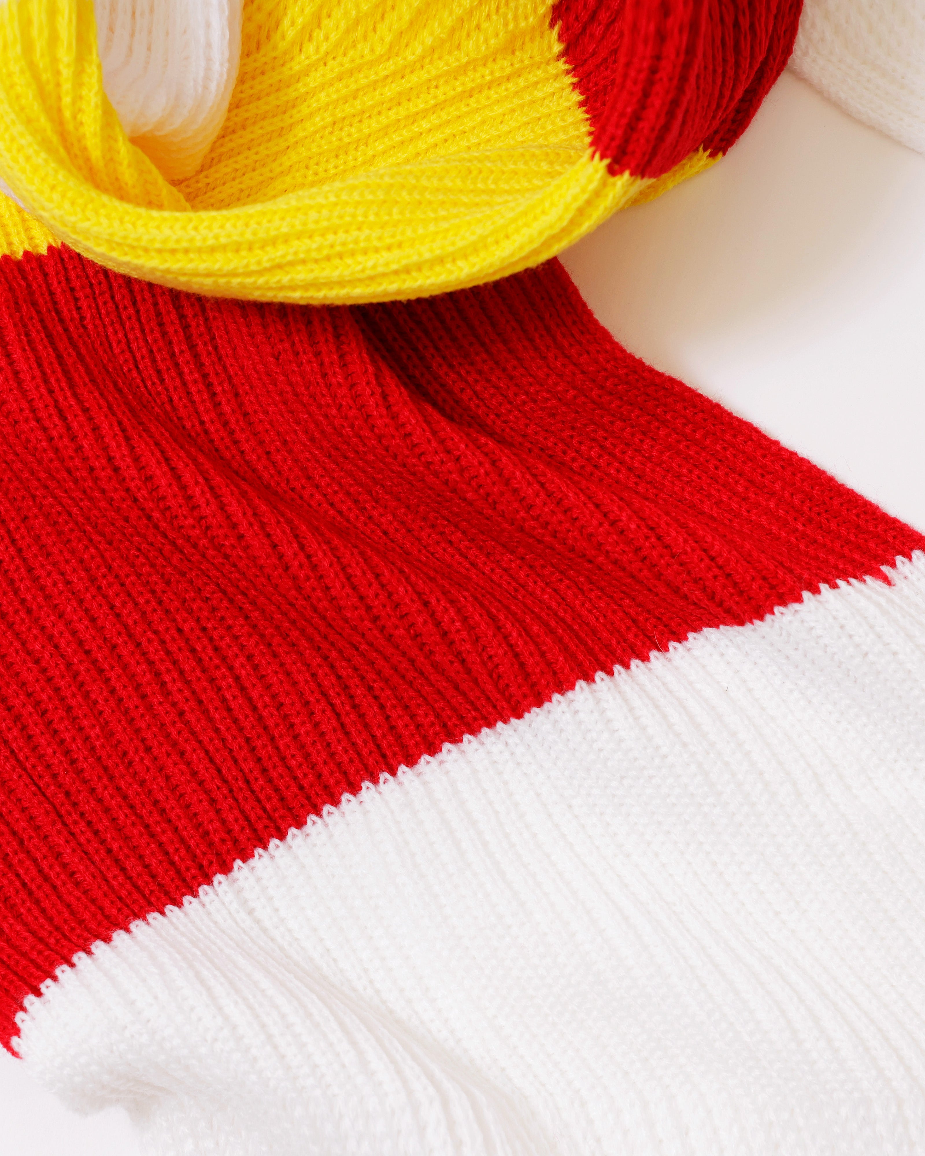 Oeteldonkse sjaal rood wit geel – brede streep – 200 cm met franjes