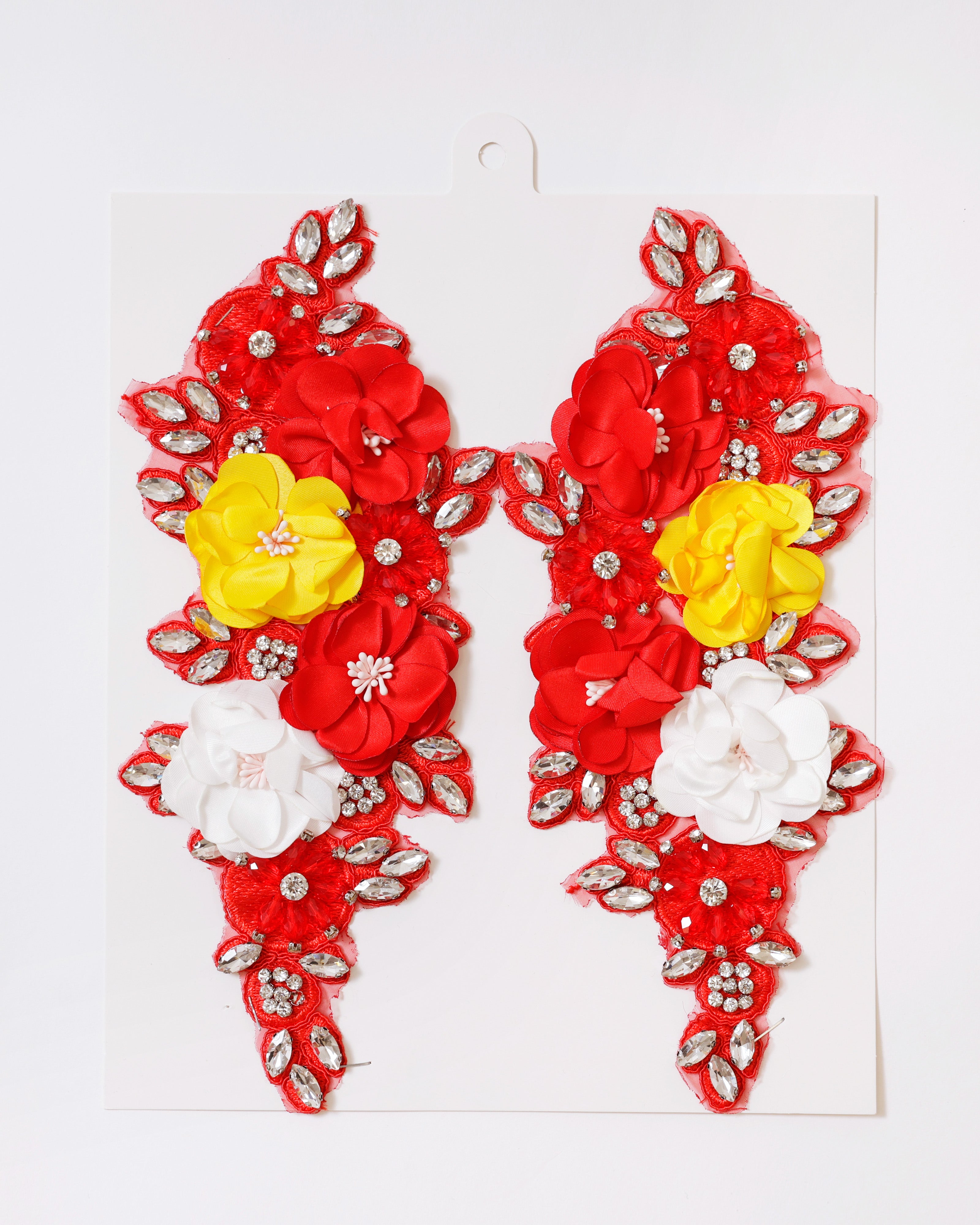 Luxe Epaulette Oeteldonk – Rood Wit Geel met Bloemen & Strass - Rood