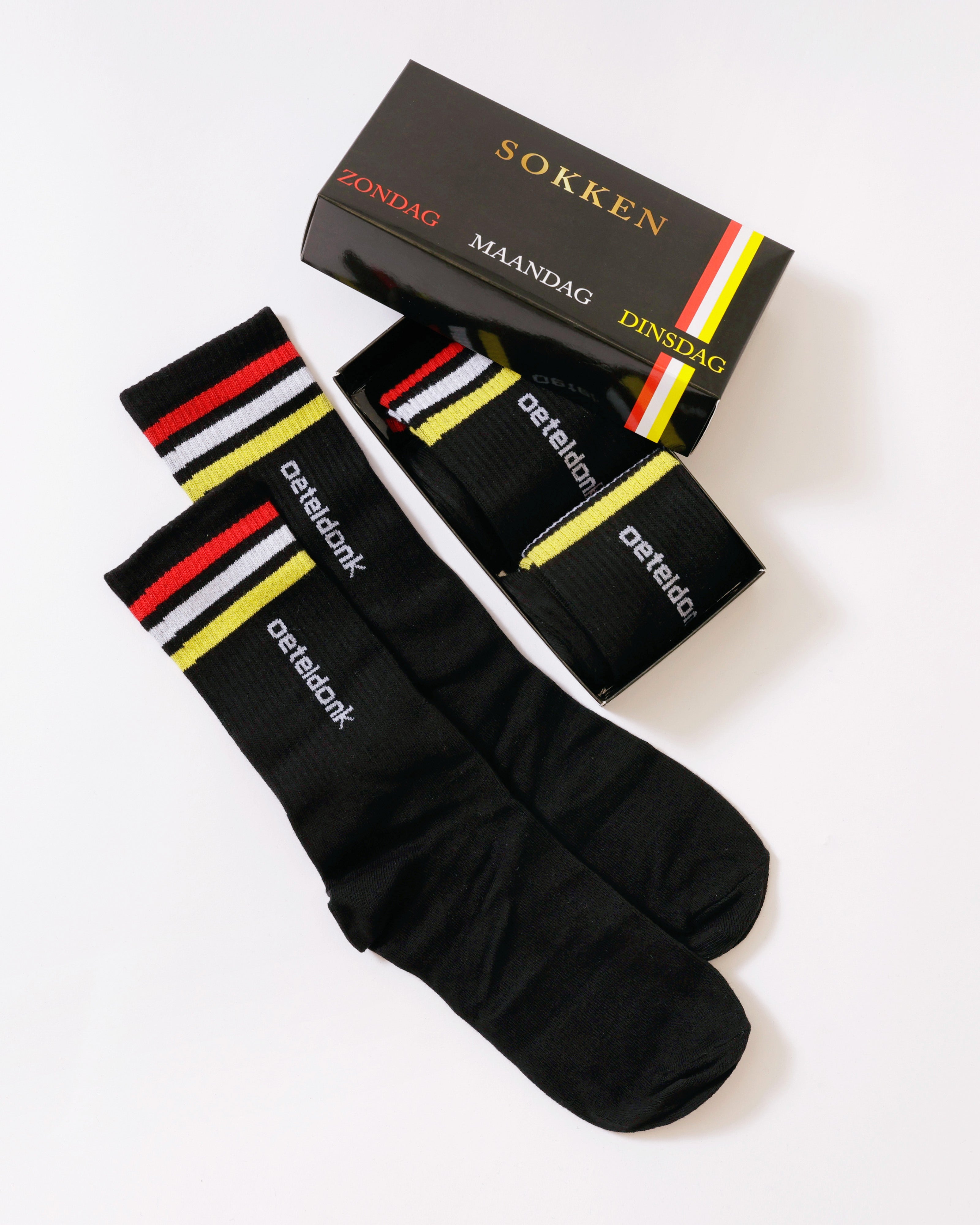 Oeteldonk Sokken Zwart – Rood Wit Geel (3-pack)