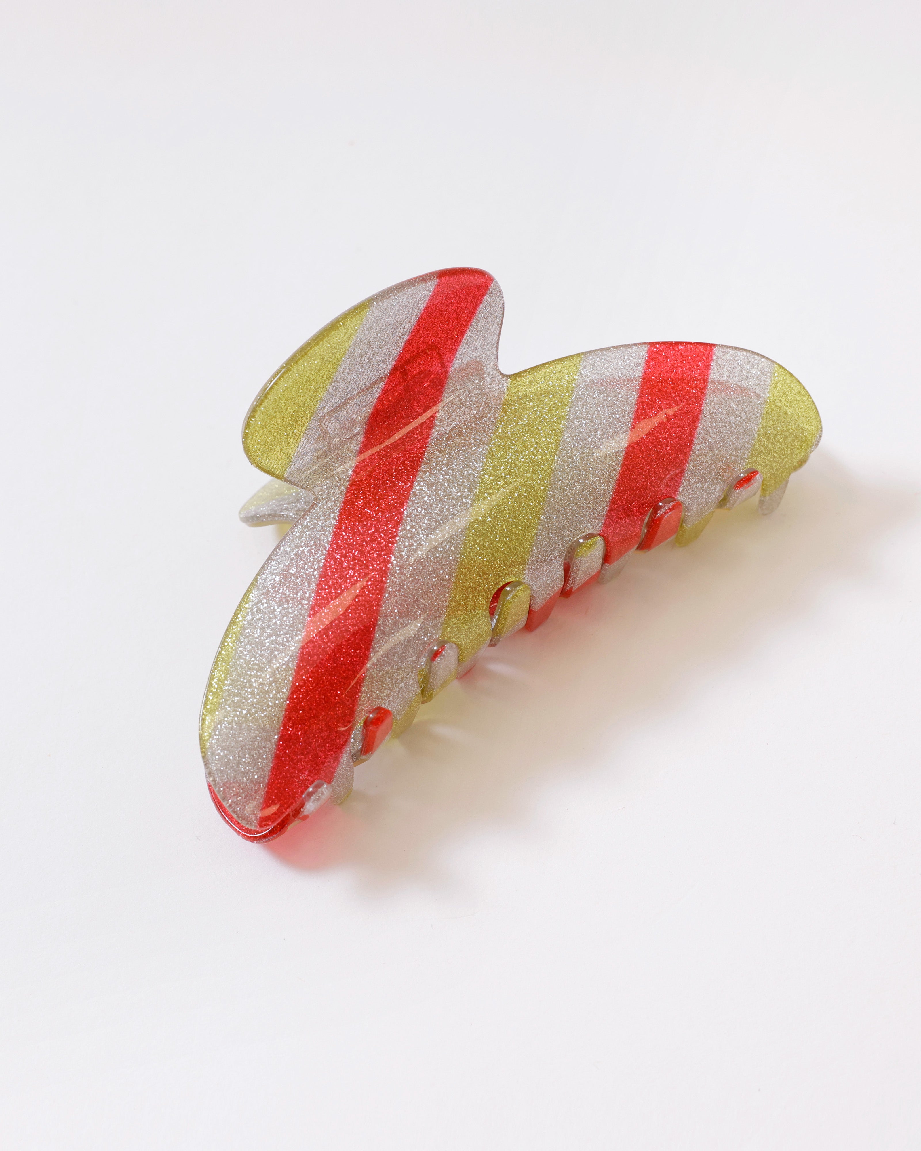 Haarklem rood wit geel met glitters