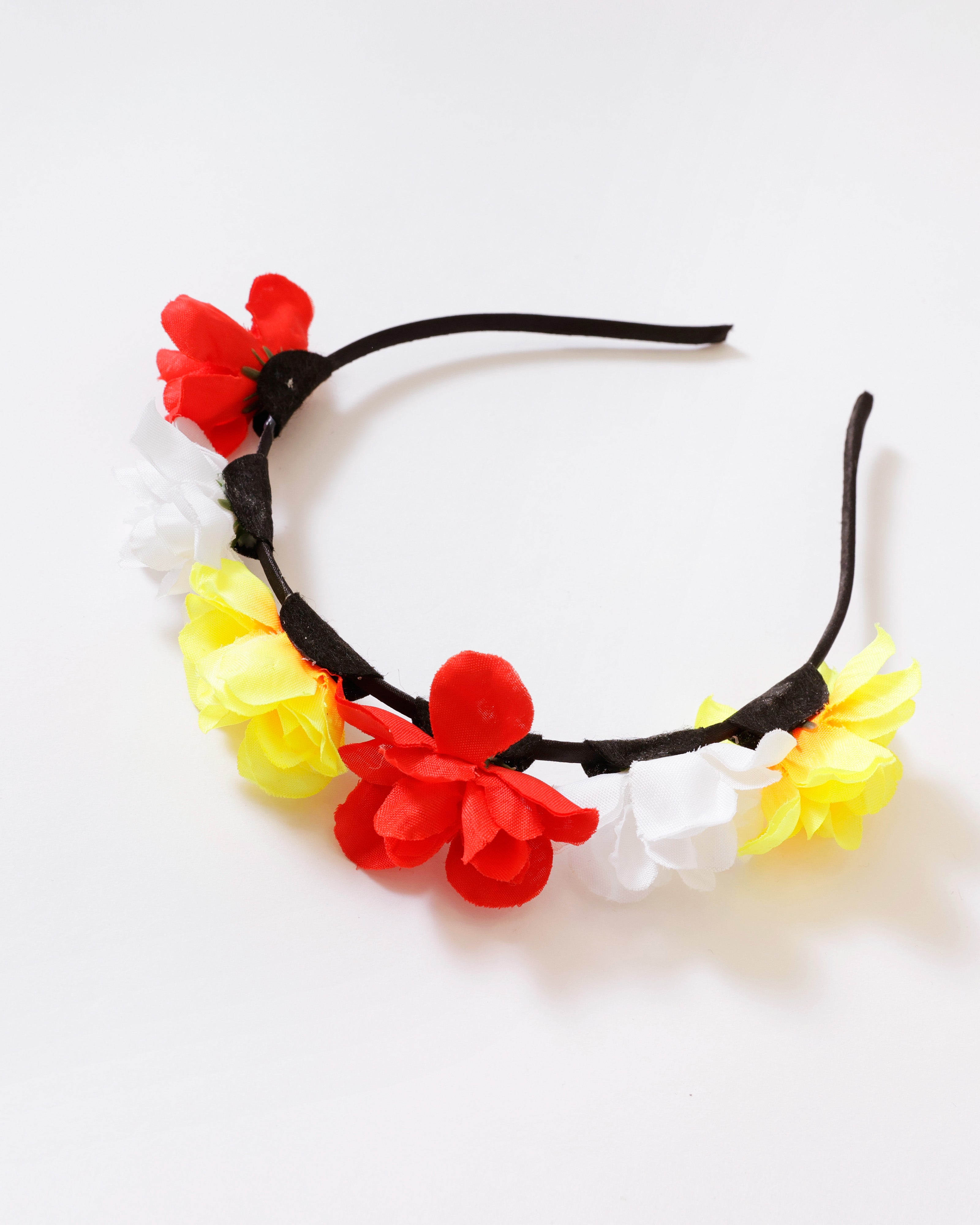 Bloemen haarband in Rood Wit Geel