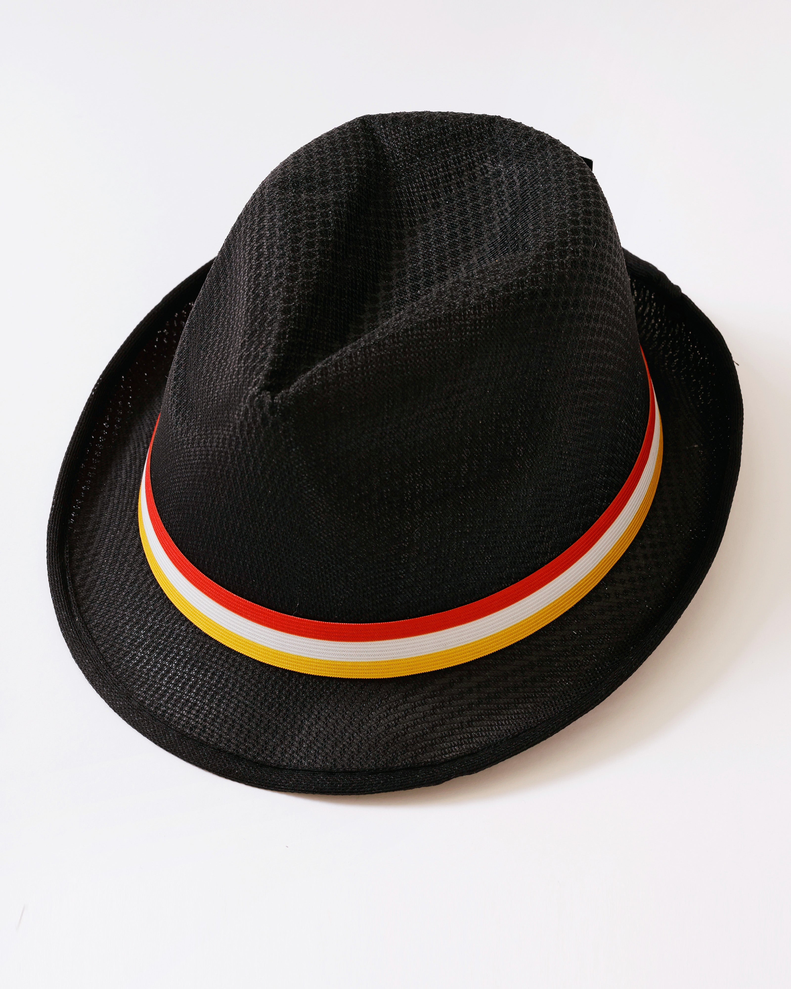 Zwarte Oeteldonkse Hoed met Rood-Wit-Gele Band