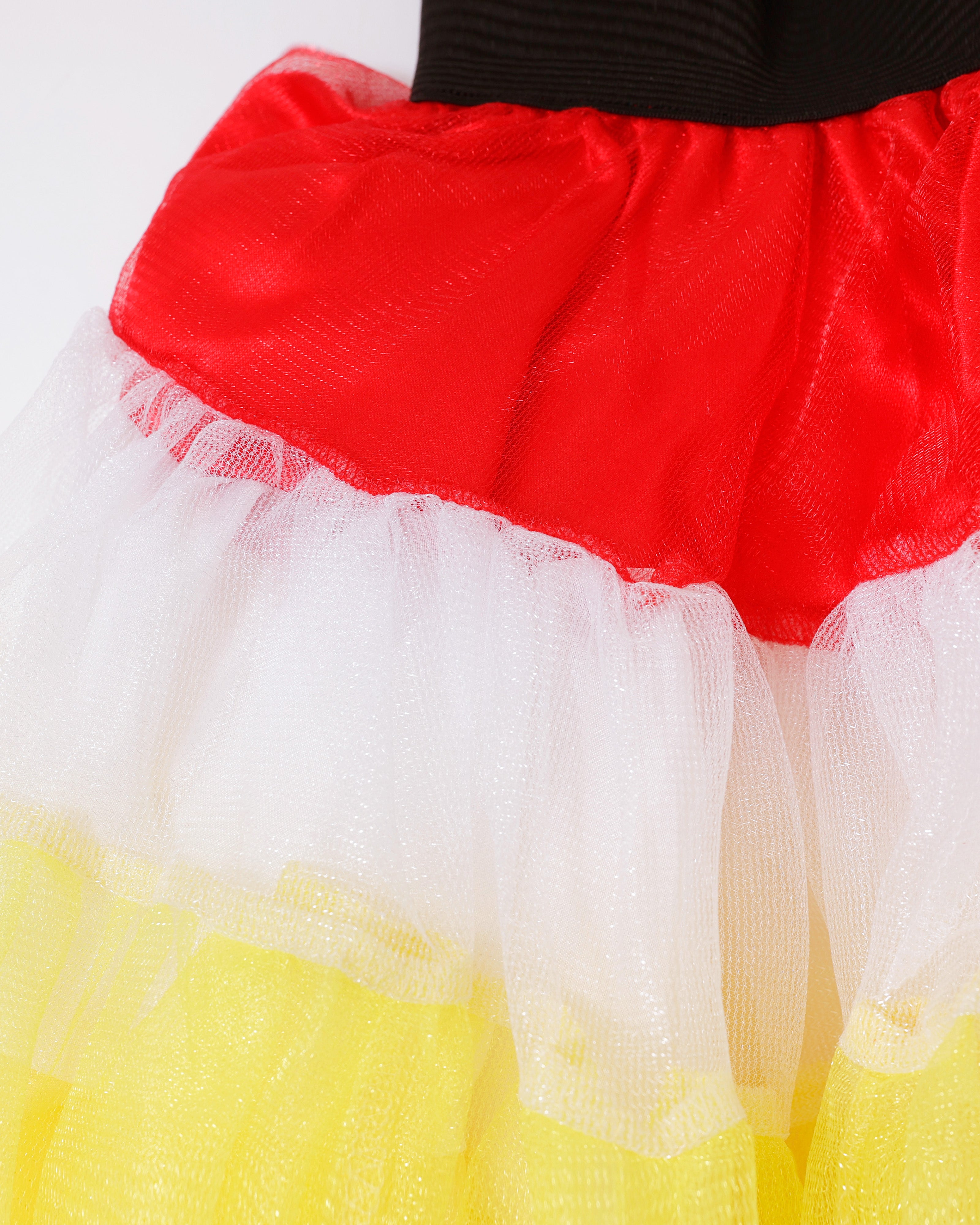 Dames Tule Rokje in Rood Wit Geel