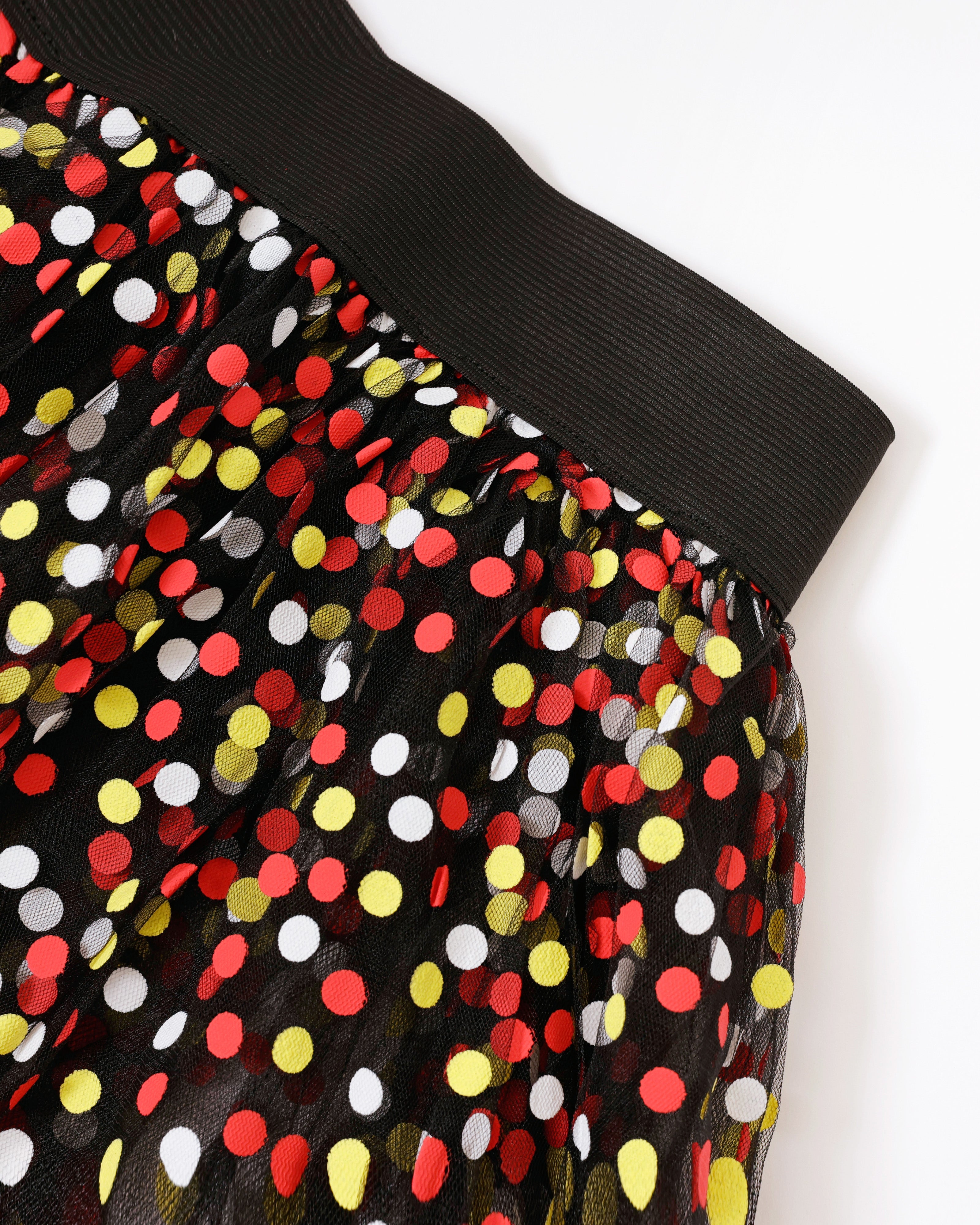 Kinder Tule Rokje Confetti – Zwart met Rood Wit Geel